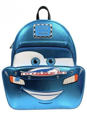 Loungefly Disney Pixar Dinoco Lightning McQueen Mini Backpack Metallic Blue Bag